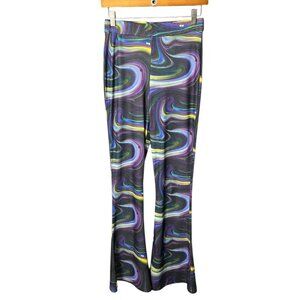 UO New Girl Order NGOrder Galaxy Marble Flare Pullon Pants 8 Rave Groovy Hippie‎